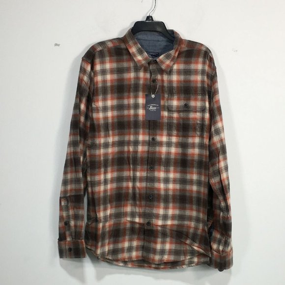 G.H. Bass & Co. Long Sleeve Plaid Button Up Shirt Men's Size XL - Orange/Brown